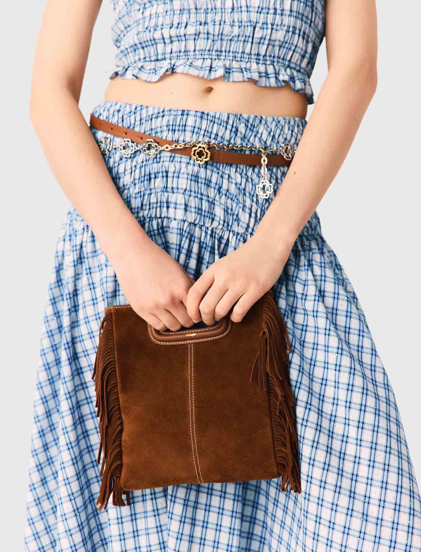 Maje Topstitched suede M bag