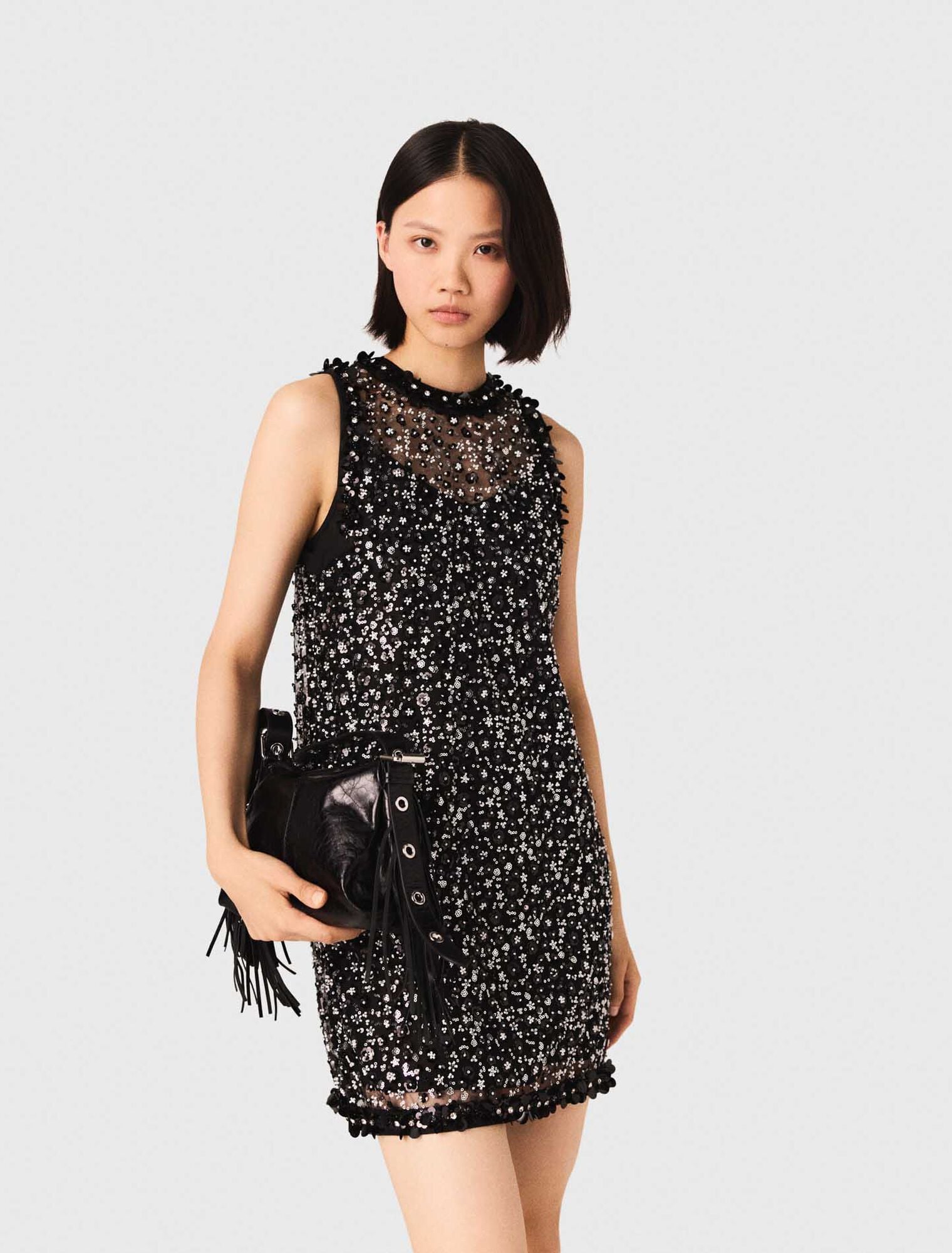 Maje Miss M mini cracked leather bag