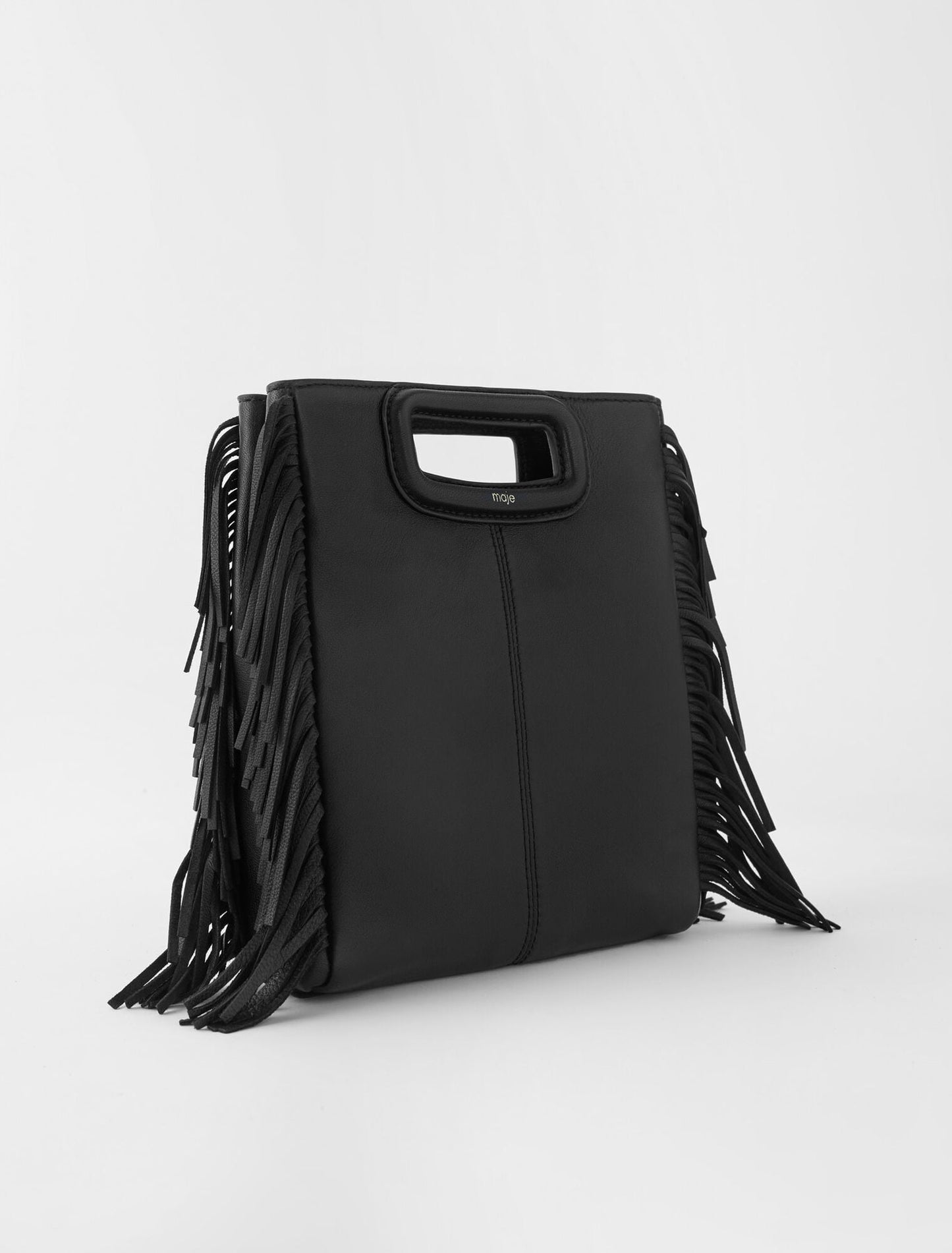 Maje Smooth leather M bag with fringing