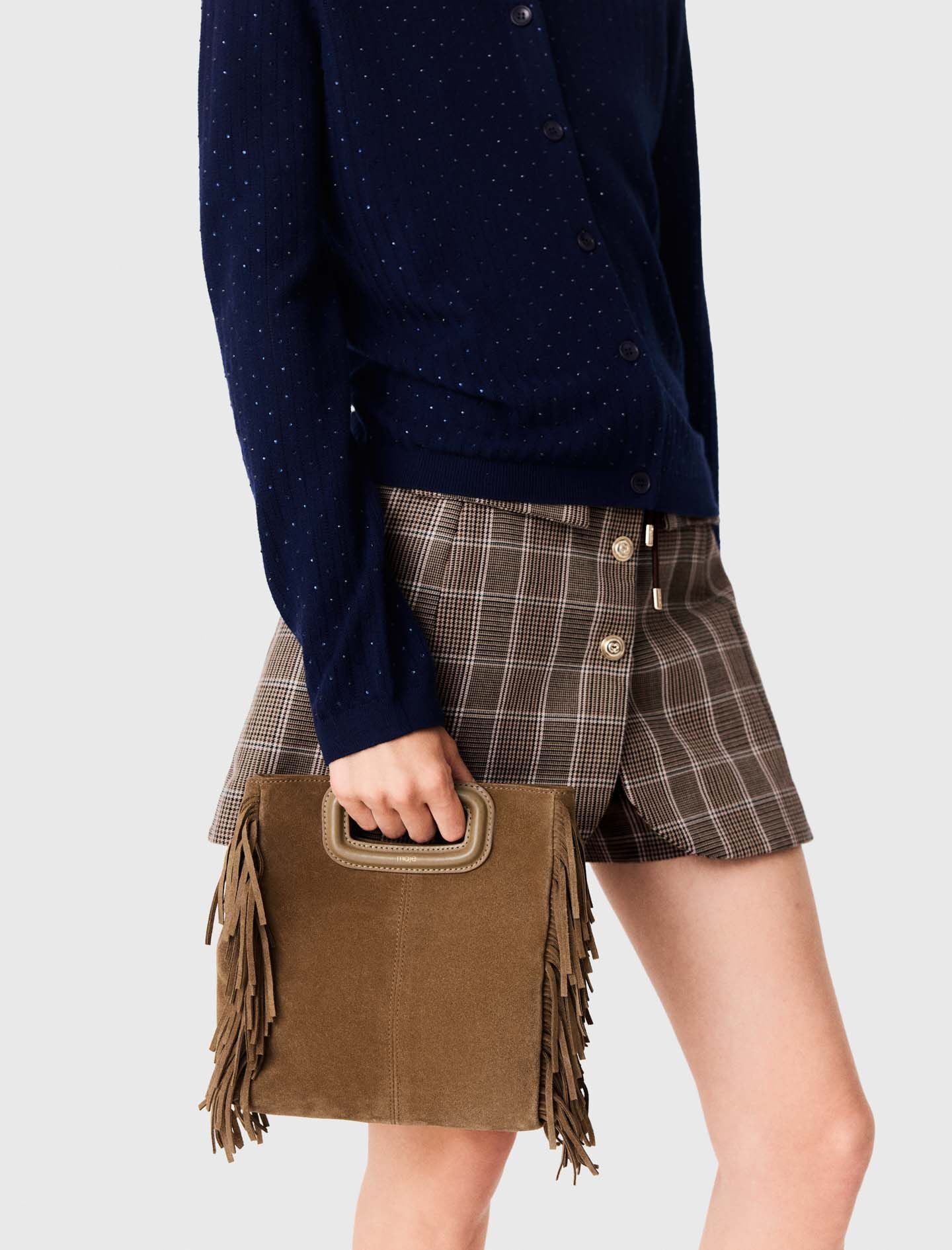 Maje Fringed M bag in suede