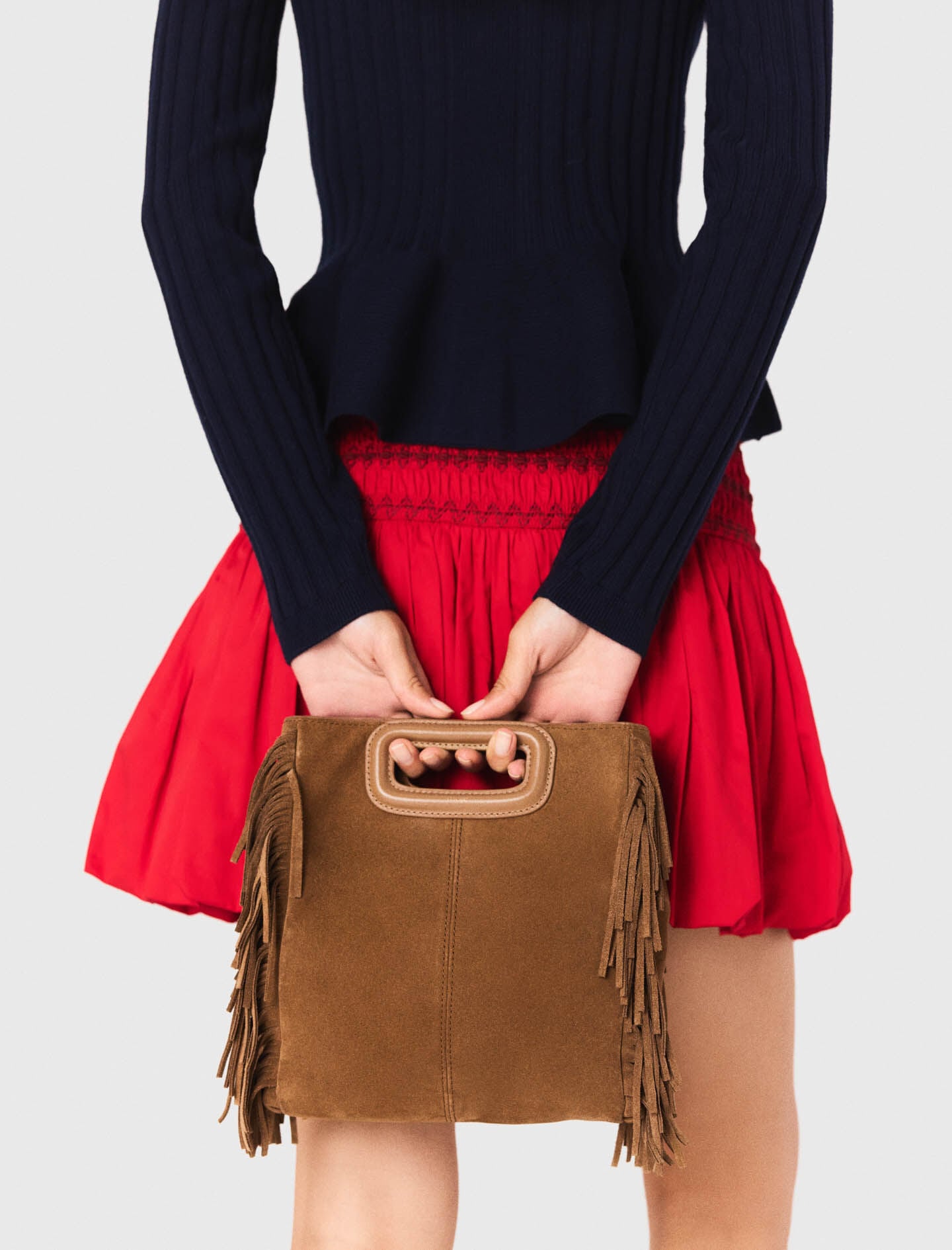 Maje Fringed M bag in suede