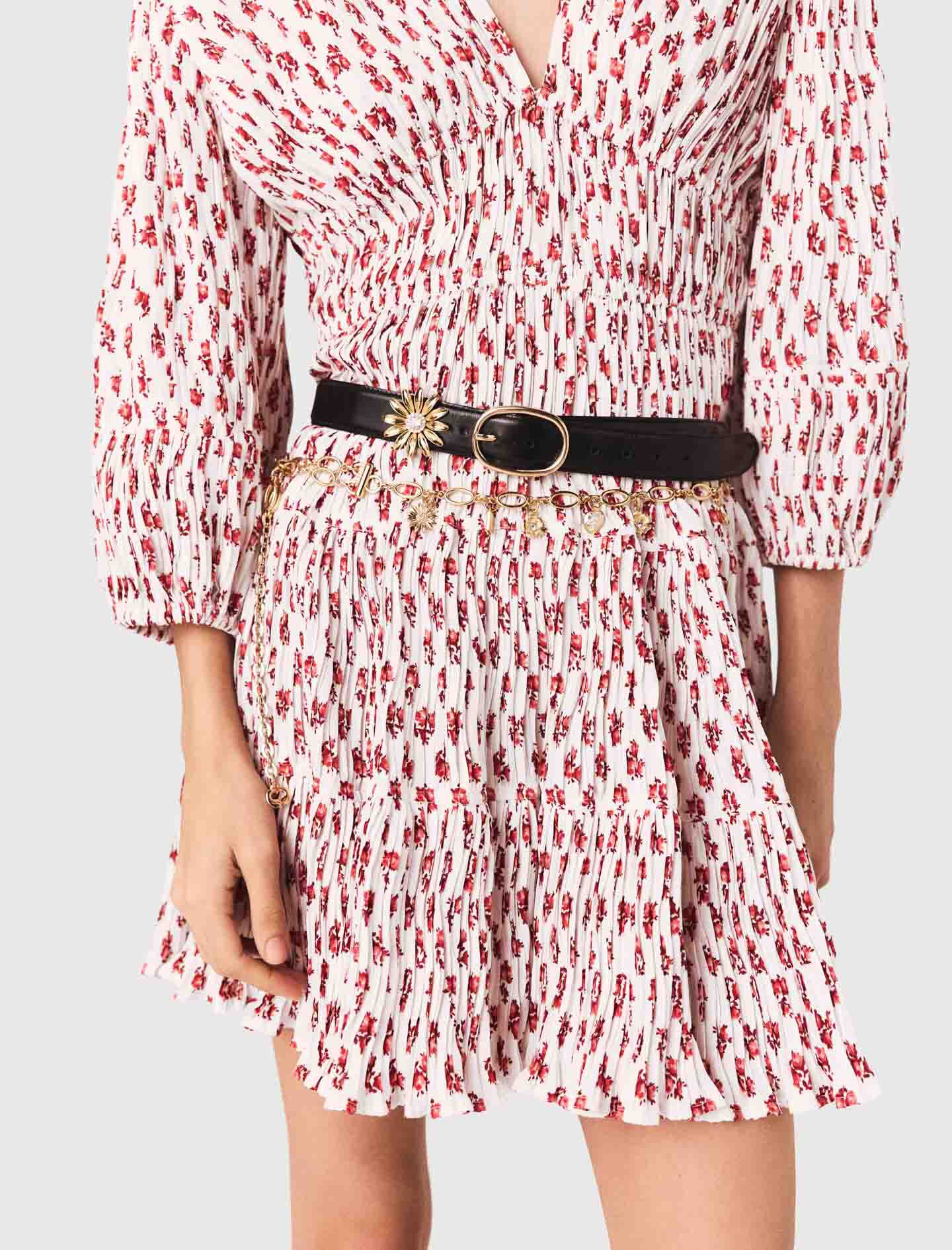 Maje Leather belt with removable jewel