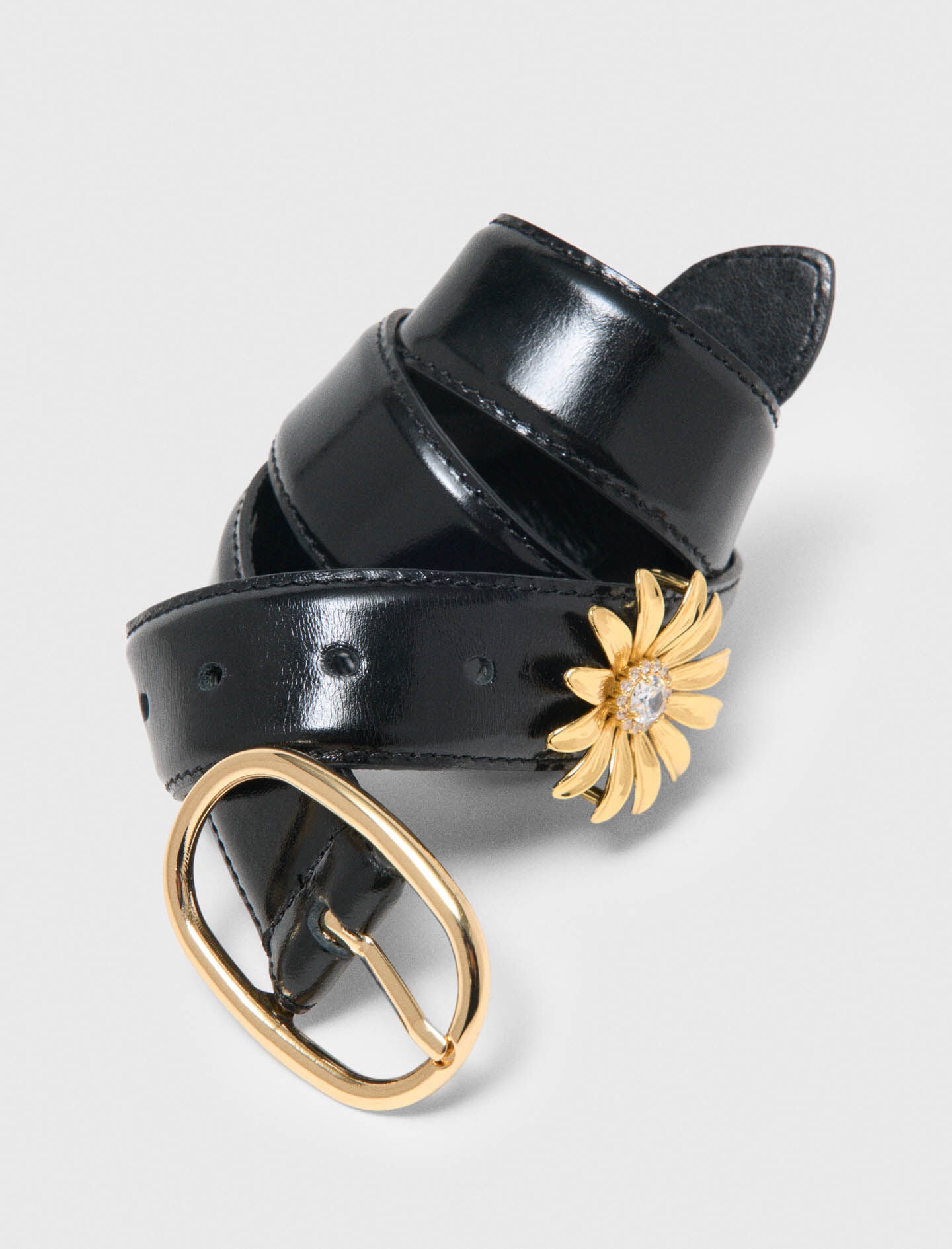 Maje Leather belt with removable jewel