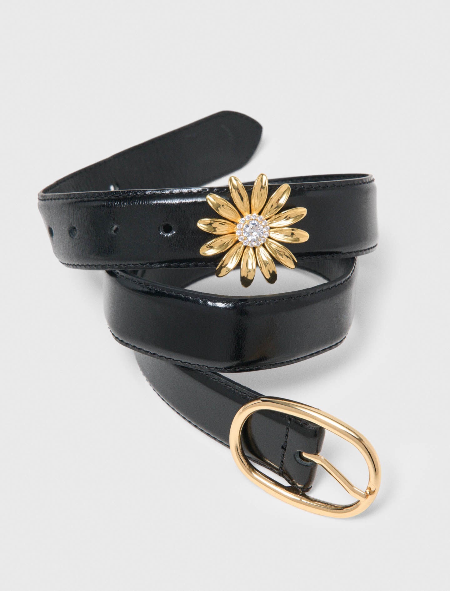 Maje Leather belt with removable jewel
