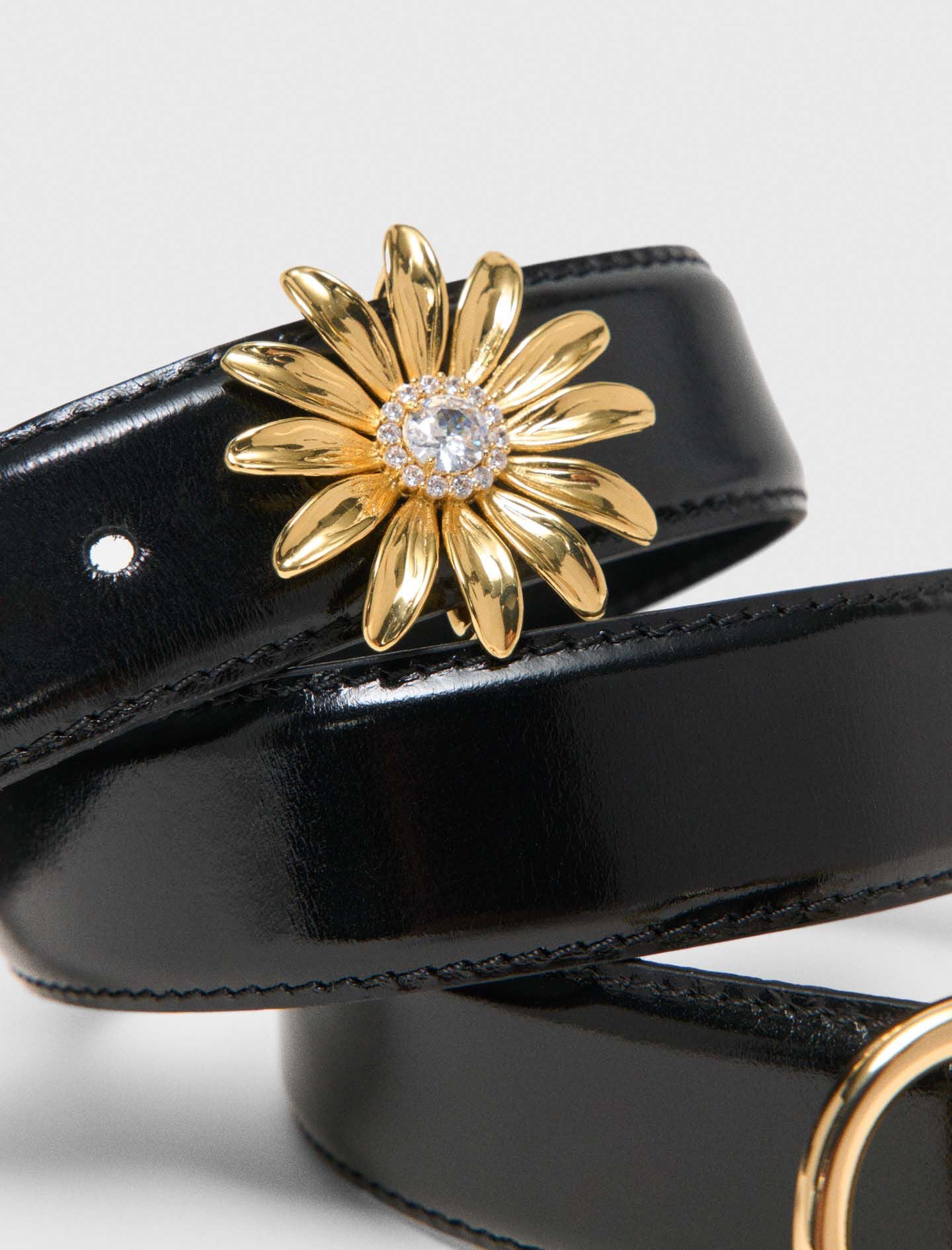 Maje Leather belt with removable jewel