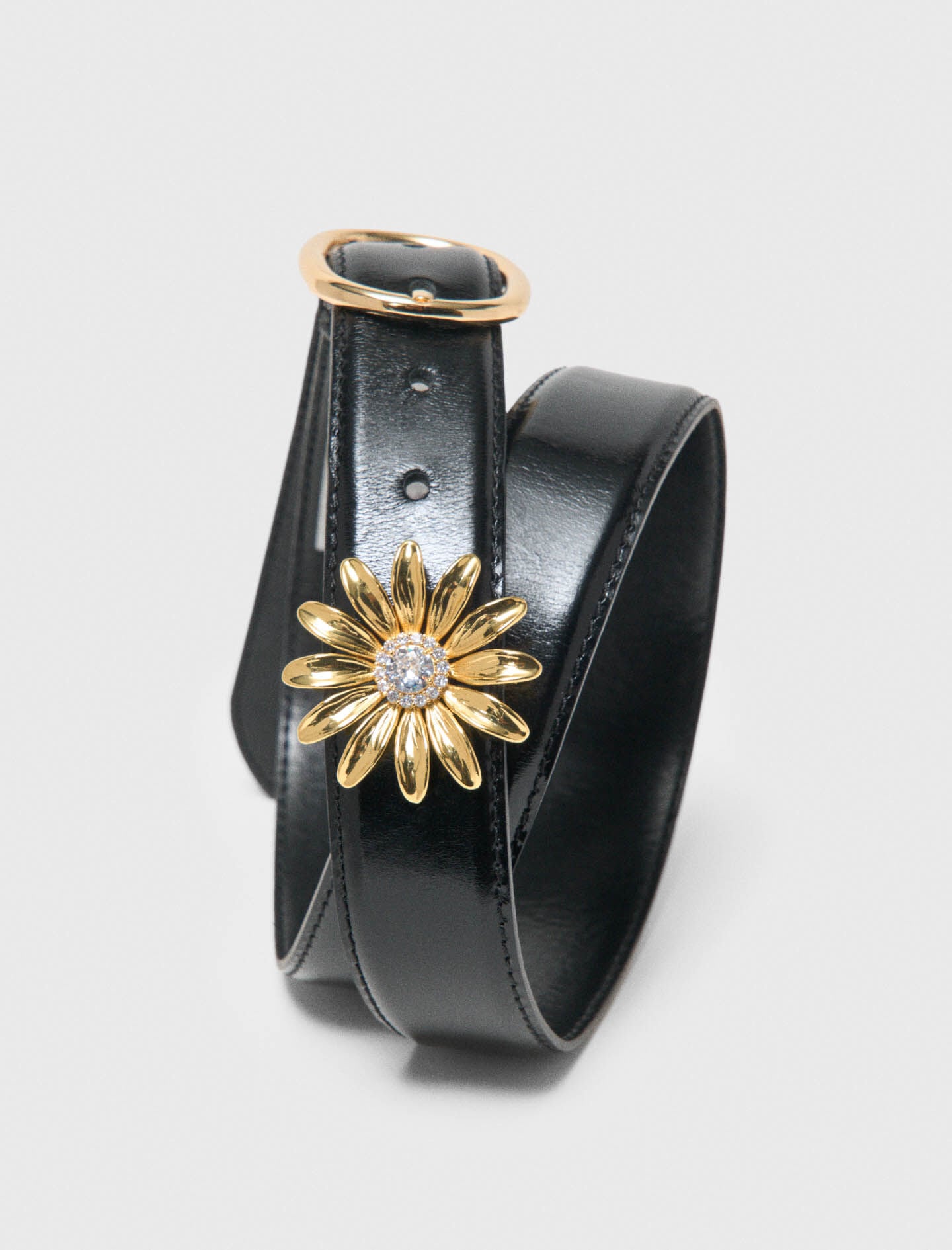 Maje Leather belt with removable jewel