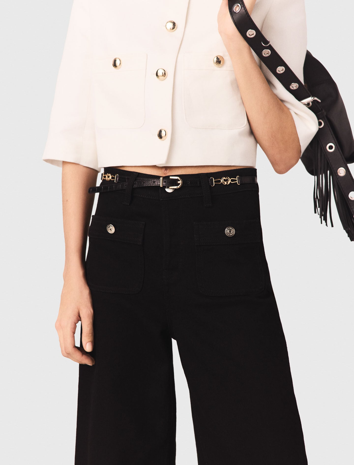 Maje Slim croc-effect leather belt