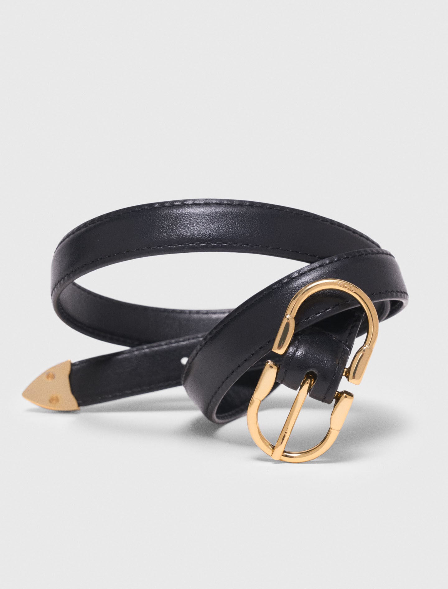 Maje Double-buckle leather belt