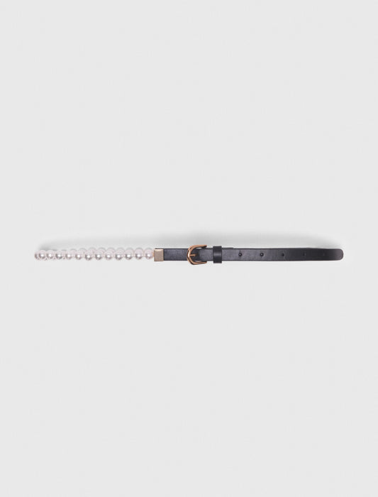 Maje Mixed bead and leather belt