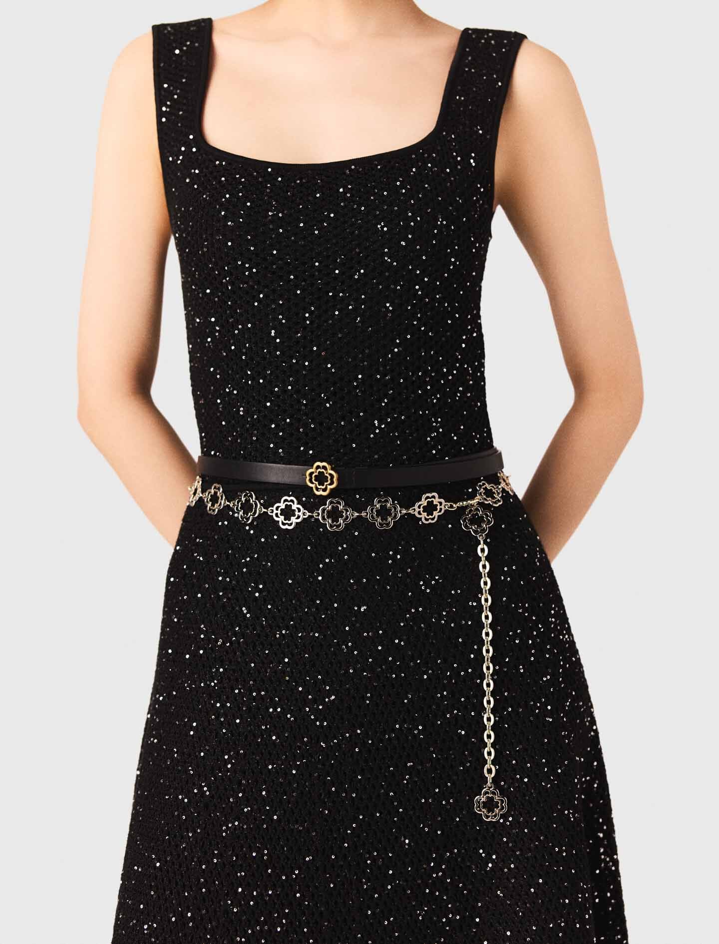 Maje Two-tone Clover chain belt