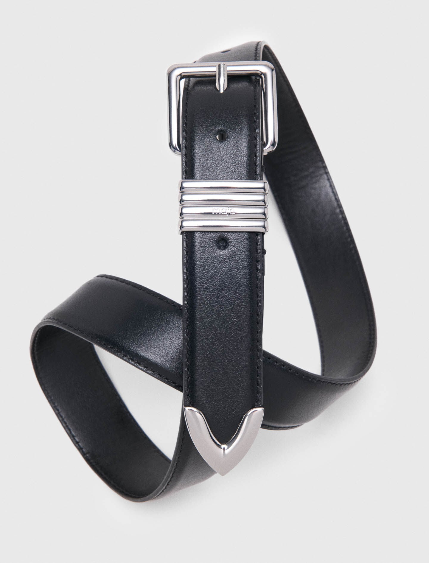 Maje Smooth leather belt