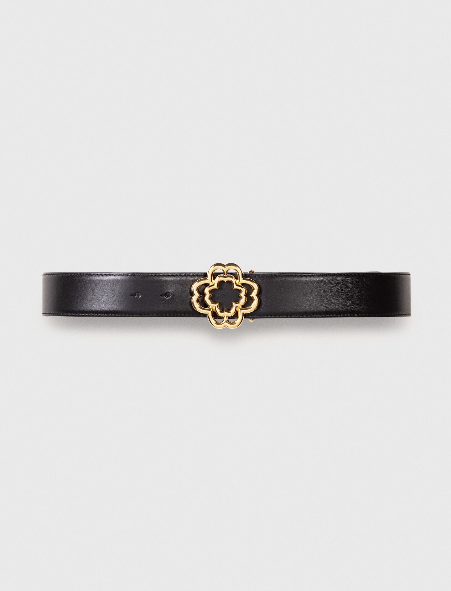 Maje Leather belt with Clover logo