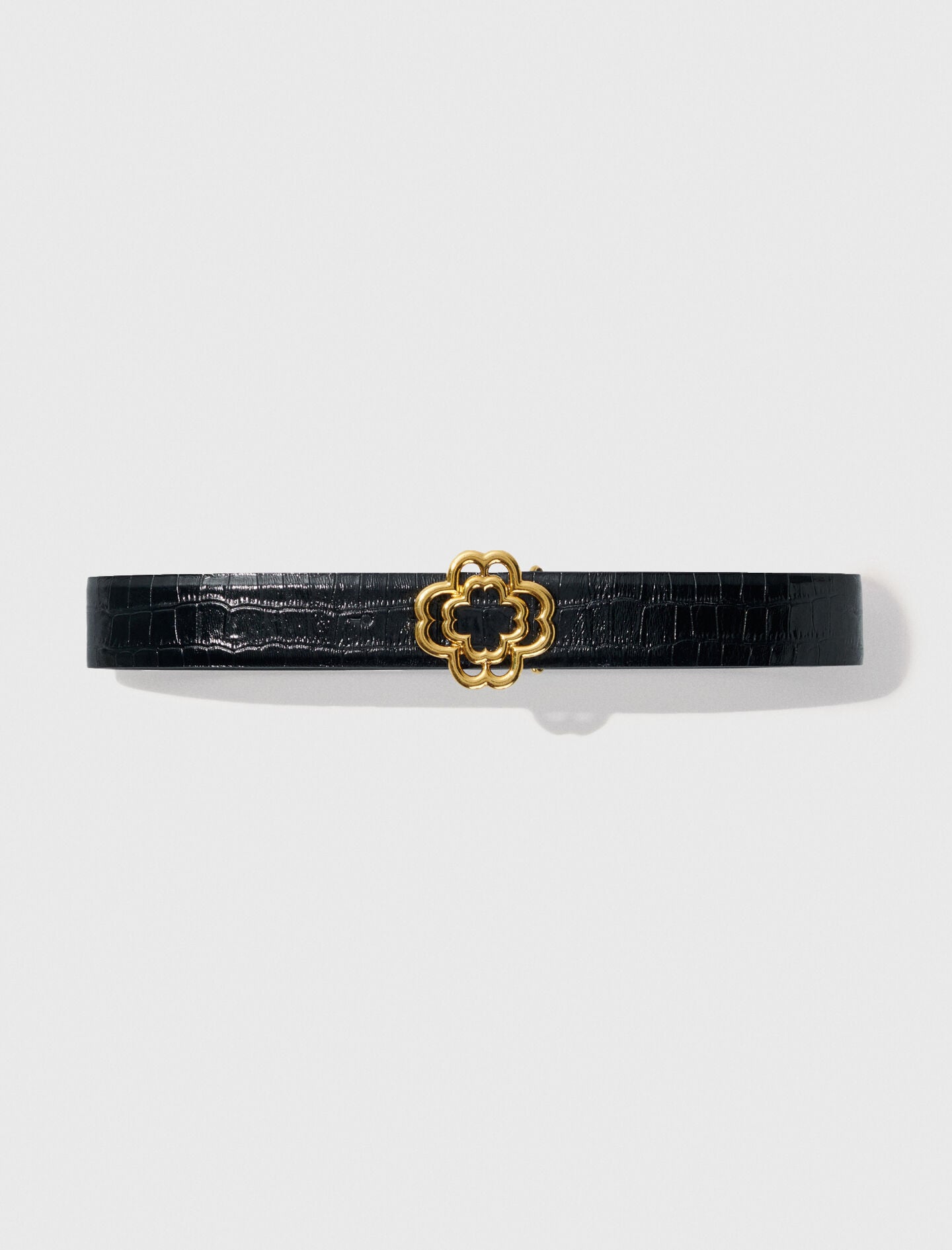 Maje Croc-effect leather double M belt