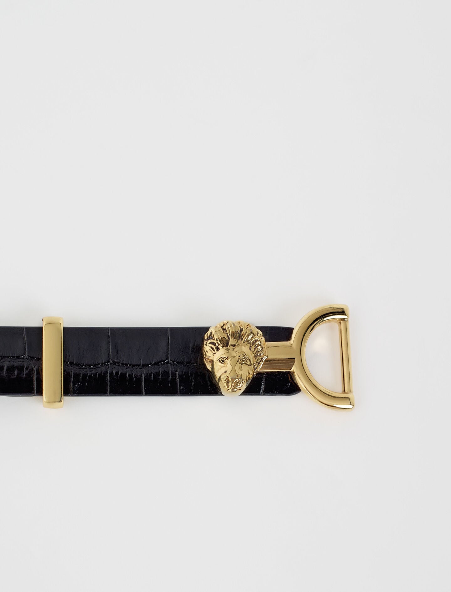 Maje Thin leather belt with lion bit