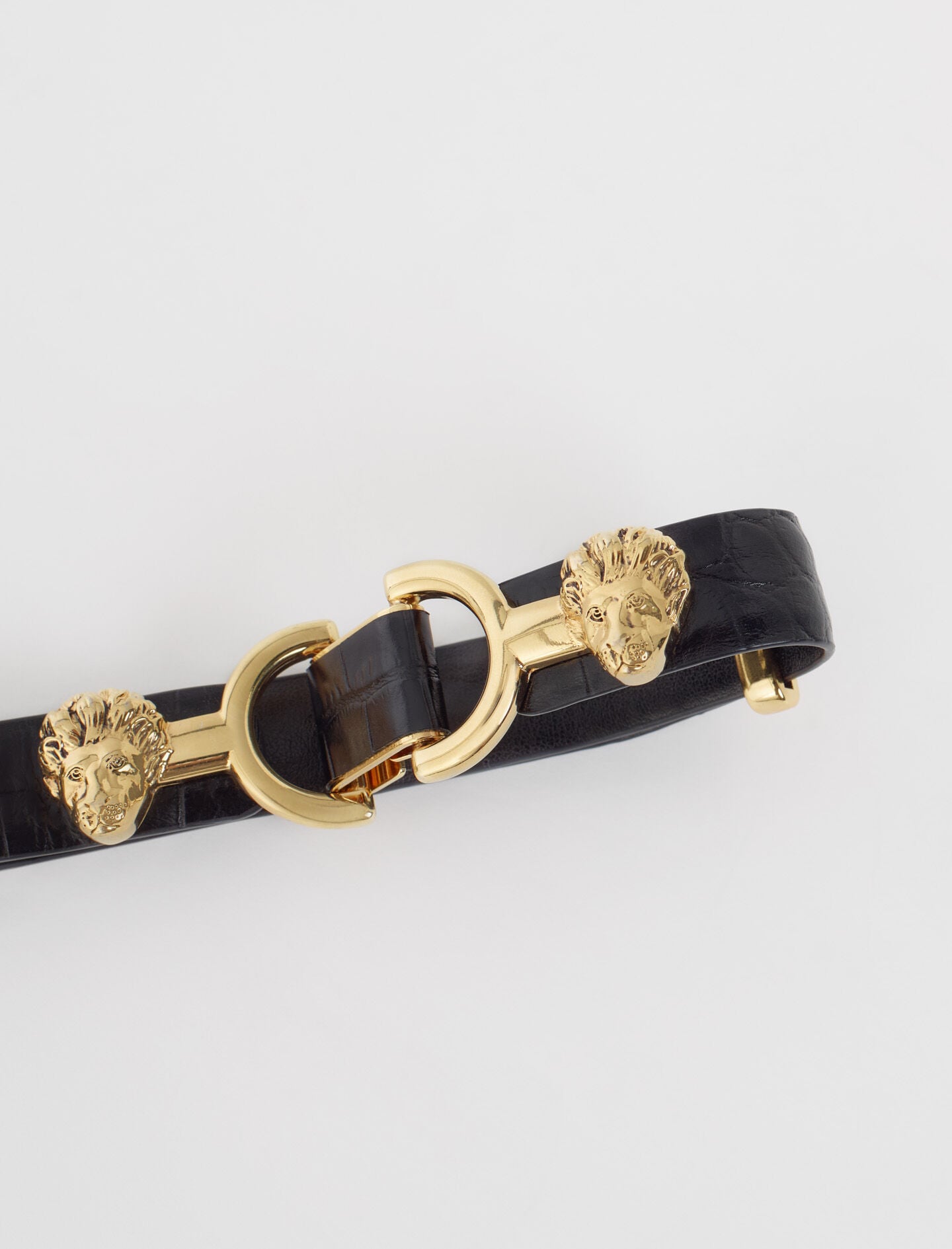 Maje Thin leather belt with lion bit