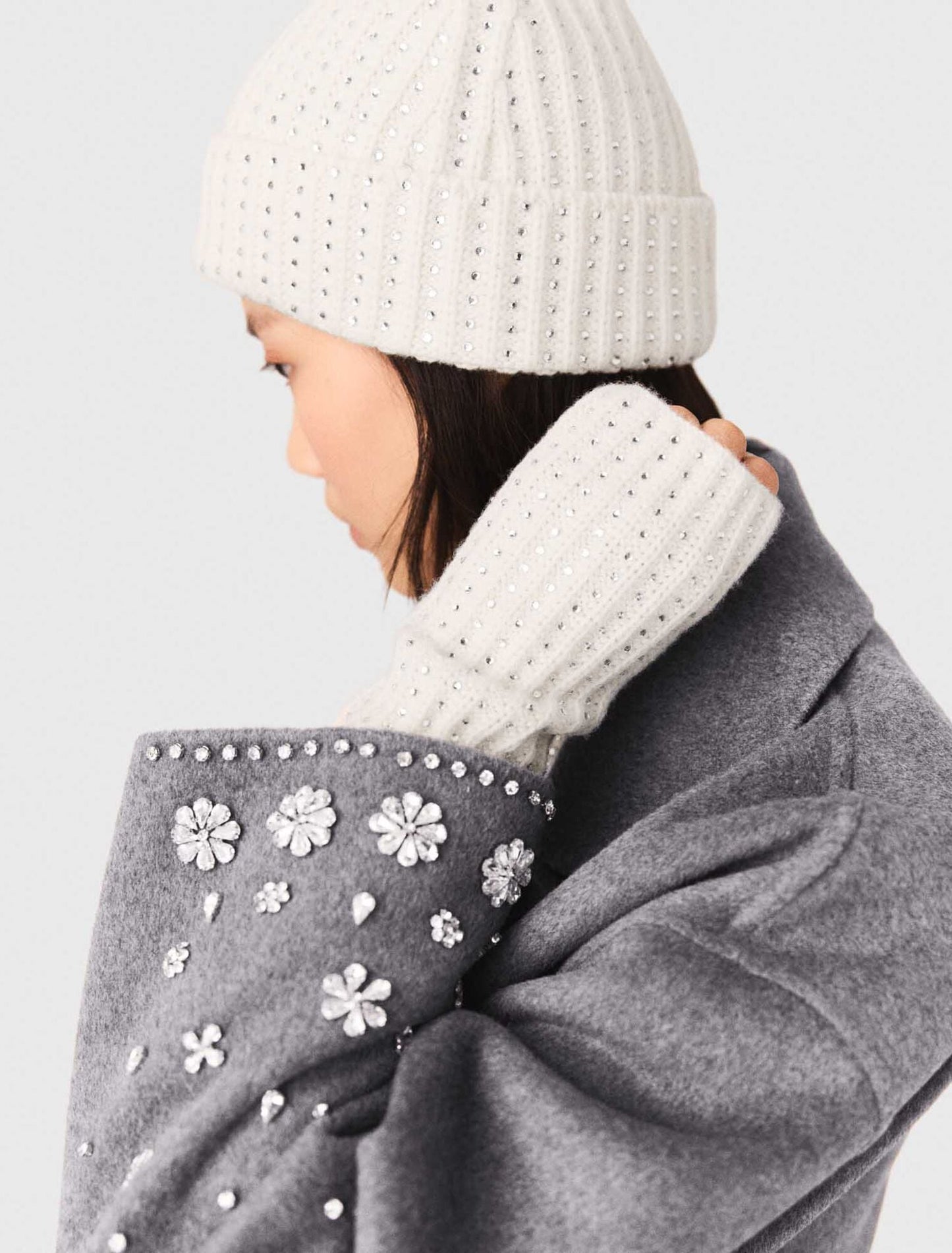 Maje Wool and rhinestone mittens