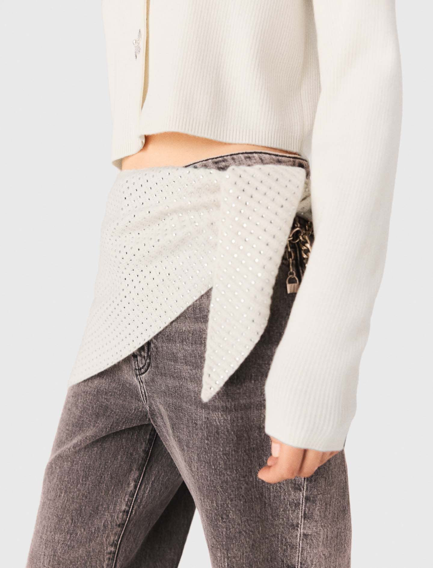 Maje Rhinestone wool triangle scarf
