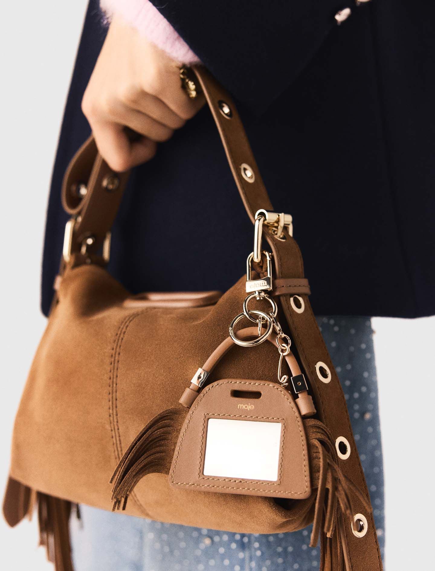 Maje Miss M mini mirror bag charm