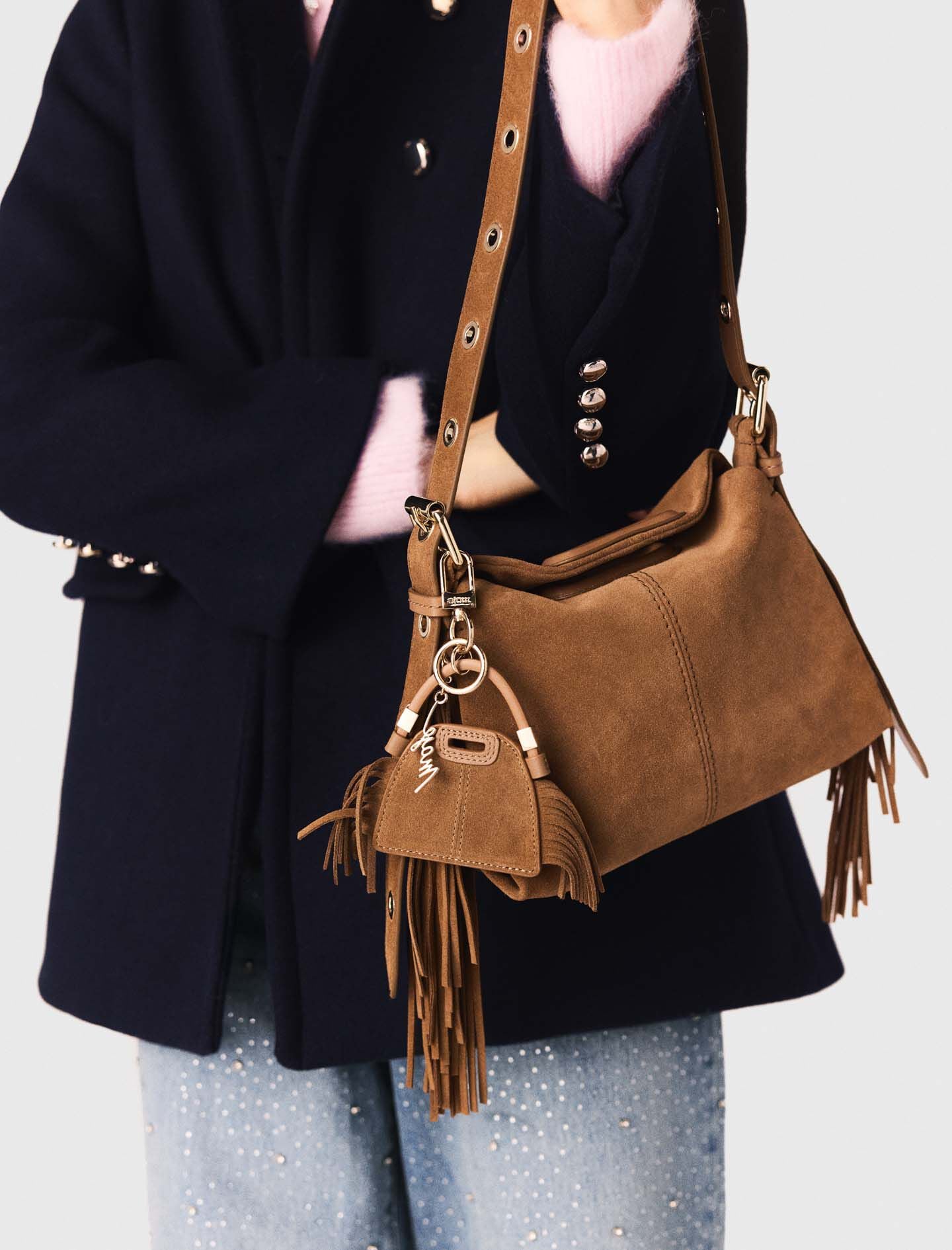 Maje Miss M mini mirror bag charm